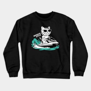 Cute Cat Jet Skiing Summer Funny Gift Crewneck Sweatshirt